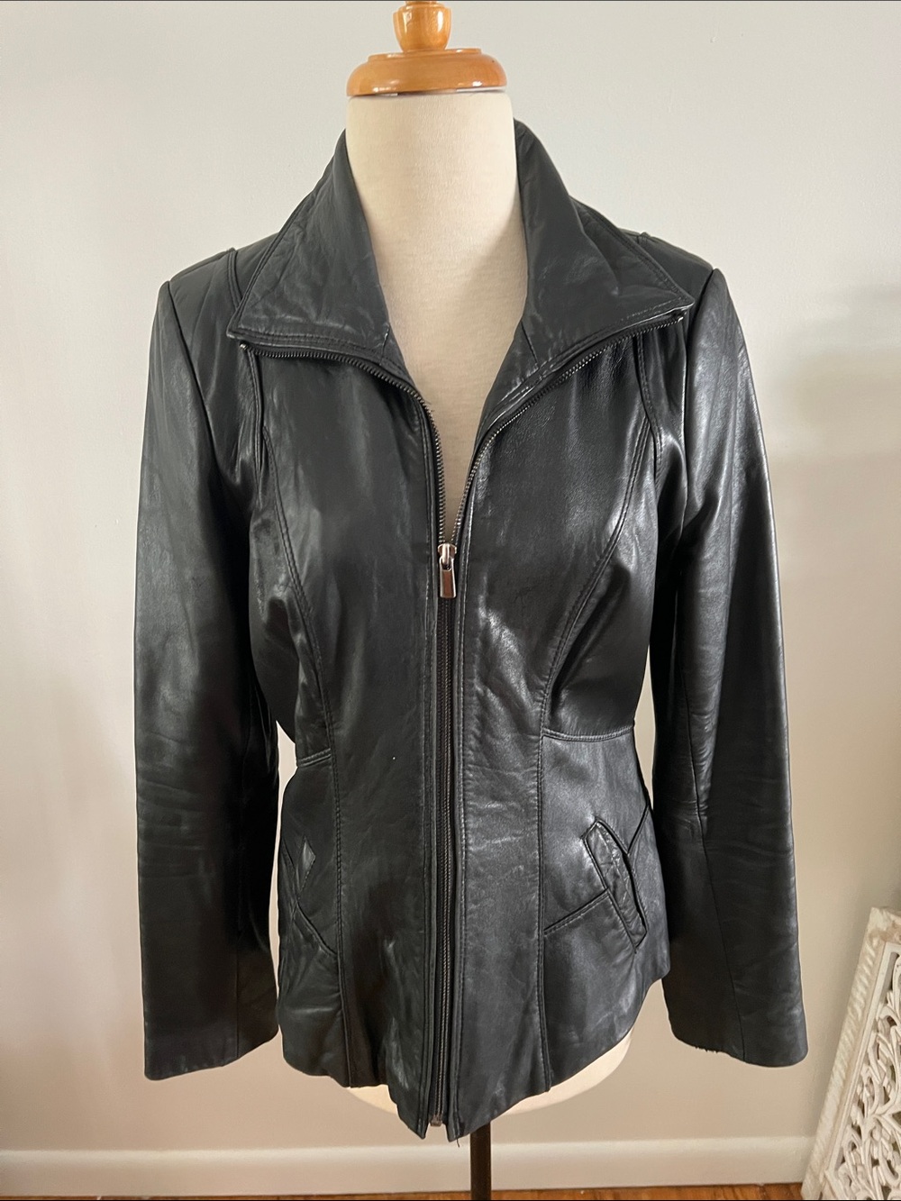 Avanti Sleek Black Leather Zip Jacket